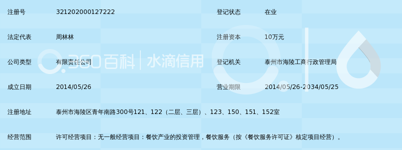 泰州百家乐餐饮投资管理有限公司_360百科