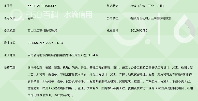 云南公投建设集团有限公司公路设计研究分公司