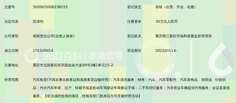 重庆昱帆汽车租赁服务有限公司_360百科