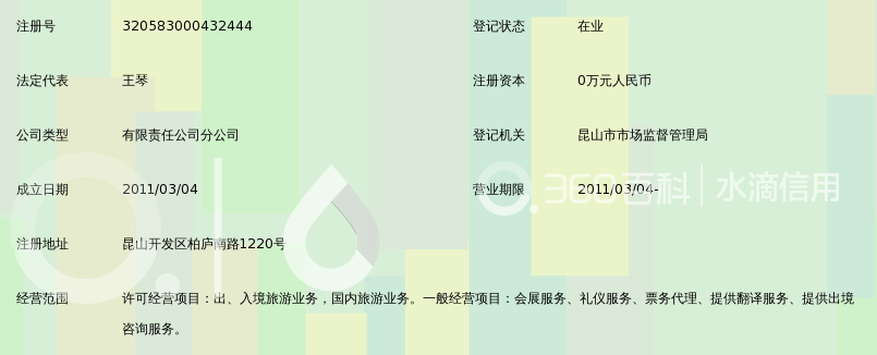 苏州和平国际旅行社有限公司昆山柏庐南路营业
