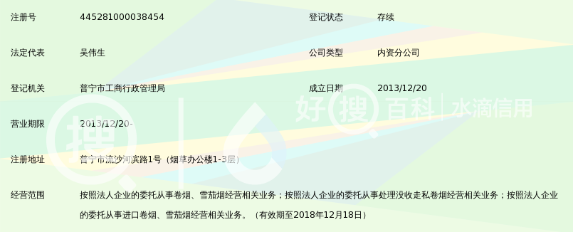 广东烟草揭阳市有限公司普宁市分公司_好搜百