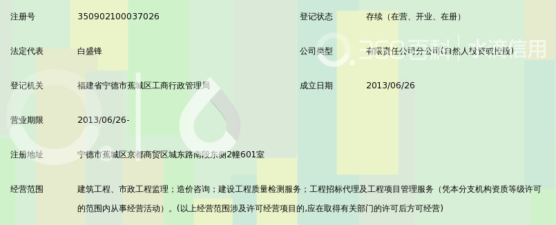 福州隆峰建设监理有限公司宁德分公司_360百